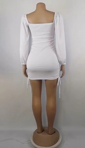 Watch Women's Ribbed Long Sleeve Ruched Drawstring Dress on Amazon Live