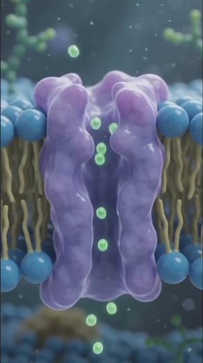 Cell membrane and movement of molecules across the membrane 3D animation