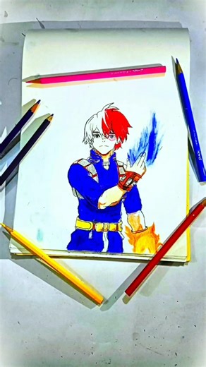 Todoroki Shoto Drawing🔥✨️#anime #shorts #todoroki #myheroacademia
