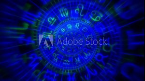 Zodiac astrology signs for horoscope, infinite zoom animation