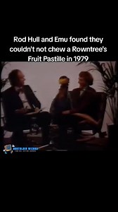 Rod Hull and Emu found they could not chew a Rowntree's Fruit Pastille in 1979 #tv #rodhull #emu #70s #childhood #nostalgia #fruitpastille #sweet #rowntree #candy #retro #advert | Nostalgia Wizard