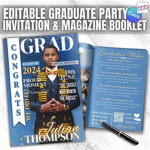 8 Page Graduation Magazine Booklet, 2026 Grad Party Decor & Keepsakes, Unique Gift | Editable DIY Non-pro Canva Template, Instsant Download - Etsy