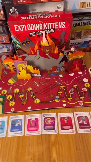 Tiktok Boardgames on Instagram: "A gameboard that completely changes as you play! 🤯💣🐱 Exploding kittens is back and now with a boardgame! In this awesome version of exploding kittens, you race to the end of the track while dodging bombs and anything the other kittens throw at you. But the best part, is the board itself. As you play the board will FLIP! Bringing a more deadlier and intense track. Very simple to play and fun, great for all gamers and fans of exploding kitte
