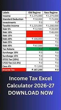 🔥 Income Tax Excel Calculator 2026-27