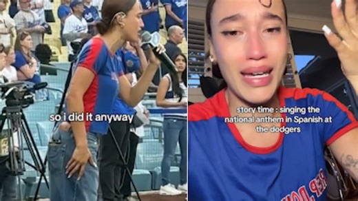 Singer Nezza performs Star-Spangled Banner in Spanish at Dodgers game