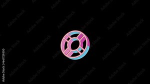 Bright life ring icon is jumping merrily. Retro style. Alpha channel black. Looped from frame 120 to 240, Alpha BW at the end