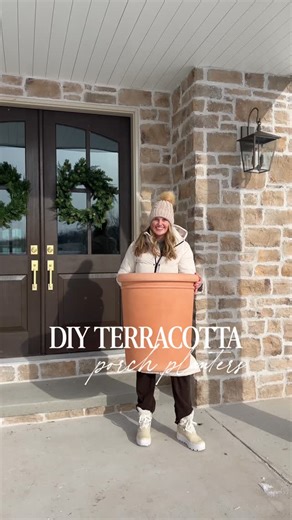 Tracy Baggett | Quick and easy DIY terracotta planter process for any porch or patio planter! I love these tall resin ones from @athomestores! Comment... | Instagram