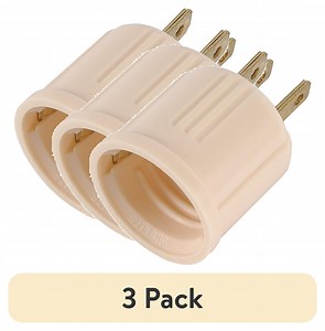 (3 pack) Hyper Tough Socket Adapter to Electrical Outlet, Polarized, Ivory, 52201, 1 piece