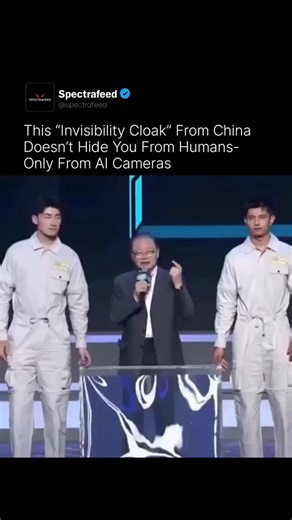 𝗦𝗽𝗲𝗰𝘁𝗿𝗮𝗳𝗲𝗲𝗱 on Instagram: "In China, researchers at Wuhan University developed an “invisibility cloak” called InvisDefense that doesn’t make wearers invisible to human eyes but confuses AI-based security cameras so they fail to recognize a person as human. By day it uses an algorithmically designed camouflage pattern that disrupts visual detection algorithms, and by night it embeds thermal modulation elements that emit unusual heat patterns to confuse infrared cameras. The coat is low