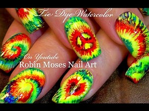 DIY Tie Dye Nails | Hippie Rasta Watercolor Nail Art Design Tutorial