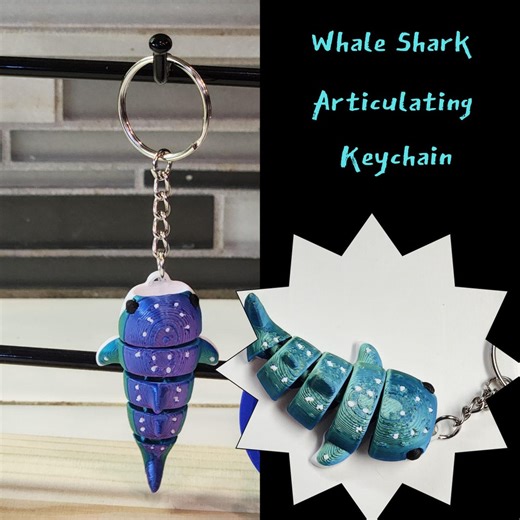 Articulated Whale Shark Keychain – Teal or Teal & Purple Ocean Fidget Charm - Etsy
