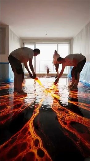 🔥 INSANE Lava Epoxy Floor Transformation! | Satisfying Resin Floor Design