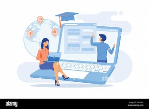 Global online education E-learning tools, internet training webinar, digital course, remote education, individual learning plan, access flat design mo Stock Vector Image & Art - Alamy