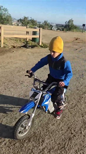 4 year old riding Hyper Toys 24V 350 Electric Dirt Bike
