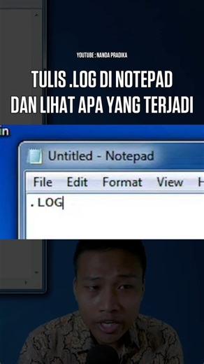 Nanda Pradika on Instagram: "Coba Tulis .LOG di Notepad dan Lihat apa yang Terjadi"