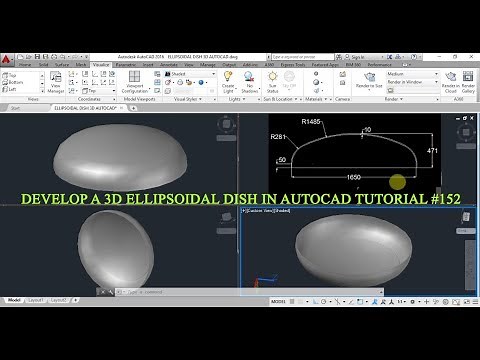 HOW TO DEVELOP A ELLIPSOIDAL DISH 3D BY USING AUTO CAD TUTORIAL #150