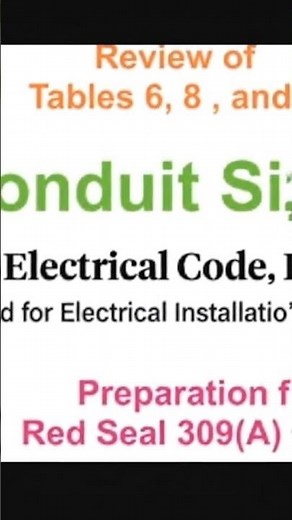 conduit sizing CEC ELECTRICAL BOOK RED SEAL 309(A)