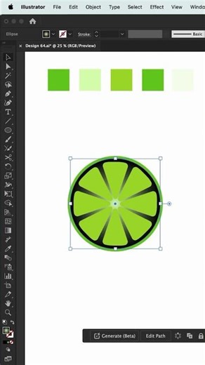 How to design a lime | 🍋‍🟩 in Adobe Illustrator