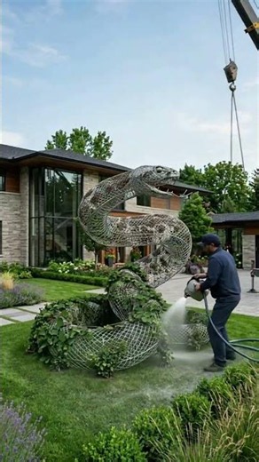 Giant Bull Snake Appeared in This Luxury Garden 🐍😳