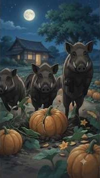 Wild Boars Attack the Pumpkin Farm at Night 😱 | Ghibli Village Story #cartoon