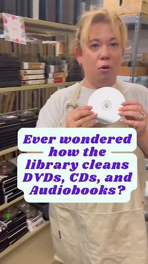 Have you ever wondered how the library maintains its thousands of DVDs and CDs? Meet Tammy from our Audio Visual Repair department. #librariesofinstagram #mcpl #behindthescenes | Mid-Continent Public Library