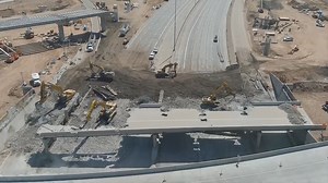 A BIRD’S EYE VIEW: ADOT drones captured video from high up above and up close as crews took down the old 48th Street and Broadway Road bridges over Interstate 10. Crews removed the bridges over the April 21-23 weekend as part of the I-10 Broadway Curve Improvement Project. #StayAheadOfTheCurve at i10BroadwayCurve.com #aheadofthecurveaz | Arizona Department of Transportation