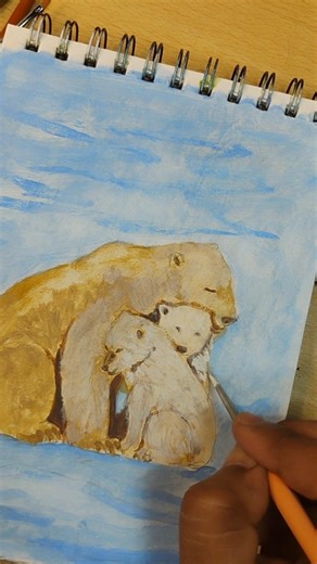 Easy Beginner Acrylic Painting Step by step|Polar bear #beginnerpainting #acrylic #polarbear#art