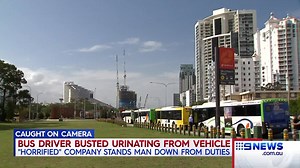 A bus driver has been stood down, after being caught on camera urinating from the vehicle. #9News l http://9News.com.au | 9 News Gold Coast