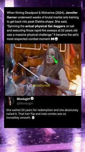 When filming Deadpool 3, Jennifer Garner underwent weeks of brutal martial arts training Elektra