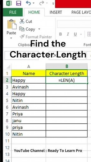 How to Find Character Length in Excel | LEN Formula