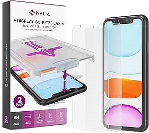 NALIA Case-Friendly Screen Protector (2X) Tempered Glass & Applicator Compatible with iPhone 11 Pro/X/XS, 9H Screen Protector with Installation Kit for Easy Alignment, Case-Friendly Screen Protector – Transparent