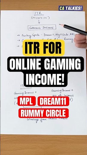 ITR for Online Gaming Income | Gaming Income Tax Rules | Tax on Dream11 RummyCircle MPL | FY 2024-25