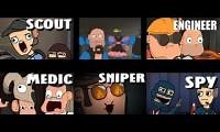 Mix of 6 videos from youtube : Meet The Amazing Team All At The Same Time (TF2 Animation)