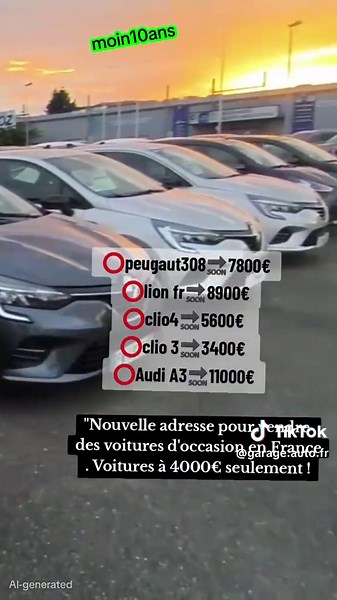 Vente de voitures d'occasion en France à petits prix