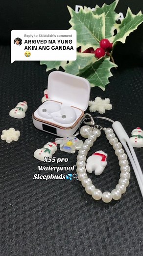 Replying to @Skibidish X55 pro waterproof sleepbuds, Aesthetic 🫧💦 #fyp #fypシ #foryou #foryoupage #earphone #earphones #sleepbuds #earbuds #waterproof #cutesy #demure #music #newversion #latestversion #earbubbles #x55pro