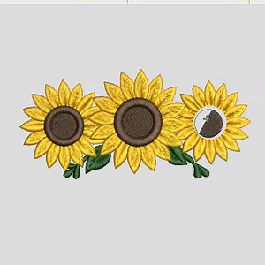 Sunflower Trio Embroidery Design – Floral Border Machine Embroidery File for Tote Bags, Kitchen Towels, Fall Decor - Etsy