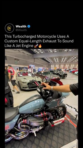 Wealth on Instagram: "This motorcycle doesn’t sound fast, it sounds dangerous. 🤯🧨 What you’re hearing is a turbocharged setup with tightly packed, equal-length exhaust routing, engineered to keep exhaust pulses synchronized before hitting the turbine. That design doesn’t just improve spool and efficiency, it creates a violent, high-frequency exhaust note that mimics jet-engine compression. The extreme bends, heat-wrapped piping, and exposed turbo aren’t for looks. They’re built to control heat