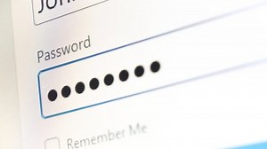 Typing in wrong password, dots, wrong secret passphrase guess pc monitor, device screen macro, extreme closeup. Account security, brute force pass guessing, hacking, private credentials guess concept