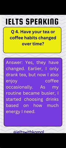 IELTS Speaking Part 1: Intro Questions about Tea and Coffee with Answers | Part 2 #shorts