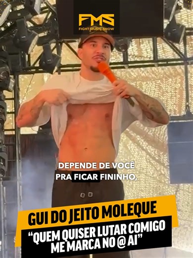 O @guijeitomoleque quer subir no ringue. 🥊🎤 No meio do show, o vocalista do Jeito Moleque soltou a bomba: 👉 “Quero lutar no FMS!” Agora a pergunta é uma só… 🔥 Quem teria coragem de encarar o Gui no FMS 8? Vale cantor, influenciador, atleta ou aquele nome que ninguém espera. Marca aqui 👇 Porque se depender da vontade dele… o ringue já está chamando. 🥊🔥
