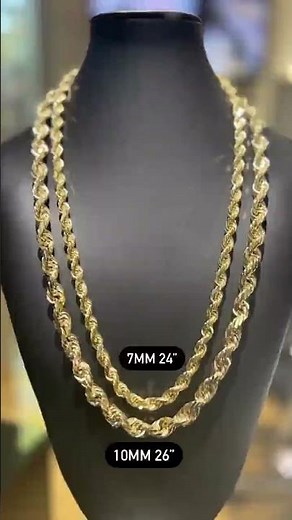 7mm 24” and 10mm 26” Rope chain Gold #diamondcutting #ropechain