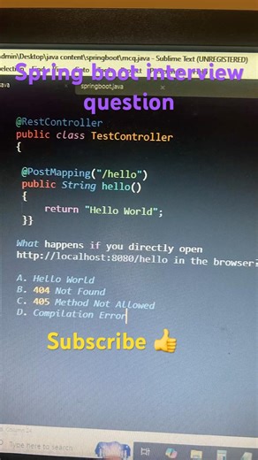 Spring Boot Interview MCQs | Output Based Questions (GET vs POST) #interviewquestions #springboot