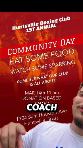 Huntsville Tx 1st ever and soon to be Annual Food drive and Fund Raiser is THIS SATURDAY MARCH 14th at 11am. Come support your local boxing club. #huntsvilletx #houstontexas #daytimefighting #boxingfans #fightnight