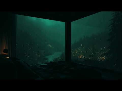 Heavy Rain in Outside the Window Bedroom | Cozy Night Ambience for Relax, Focus and Sleeping
