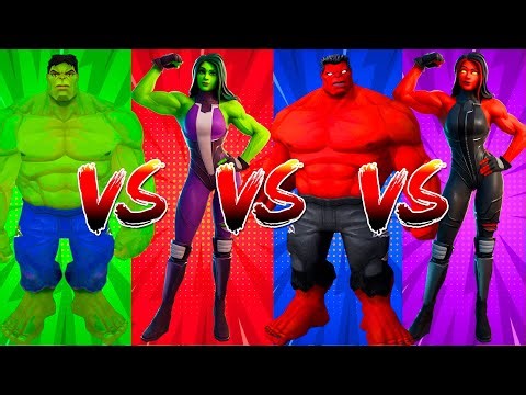 SUPERHERO COLOR DANCE CHALLENGE Hulk vs She-Hulk vs Red Hulk vs Red She-Hulk