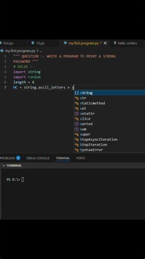 Create a strong password use python code #Hellocoders #python #coding