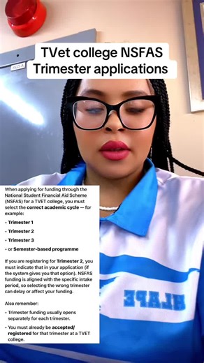 Applying for NSFAS TVET College Trimester Courses