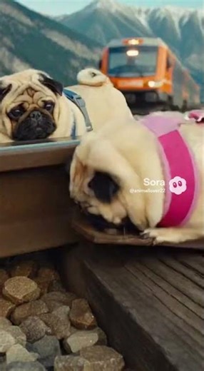 Fat pugs save a train from crashing