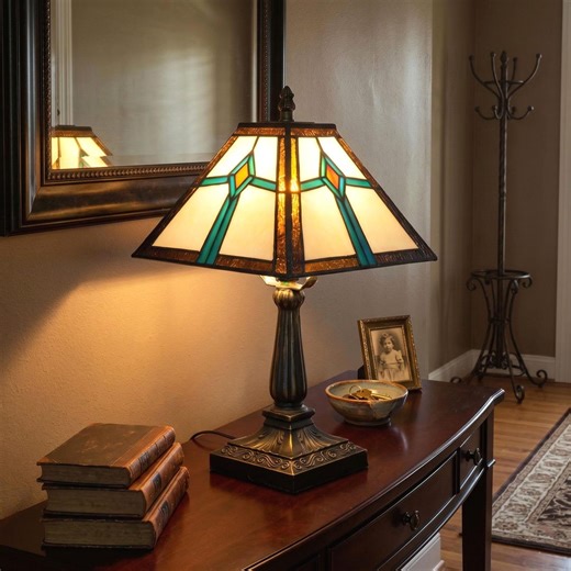 Mission Style Stained Glass Table Lamp, Vintage Antique Desk Lamp, Warm Ambient Lighting - Etsy
