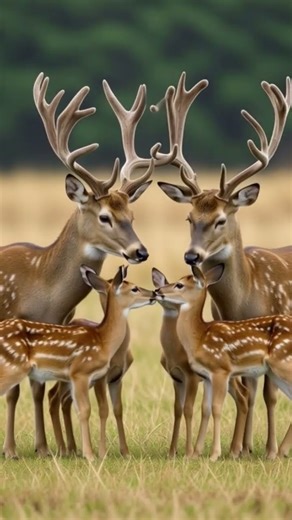 Beautiful Herd of Deers with Cute Baby Deers in 3D Forest 🦌✨
